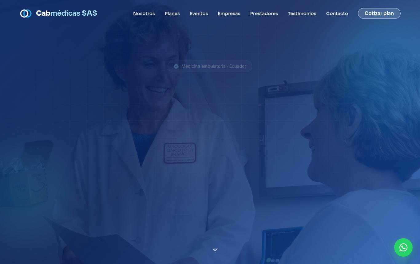 Captura del sitio de Cabmédicas SAS