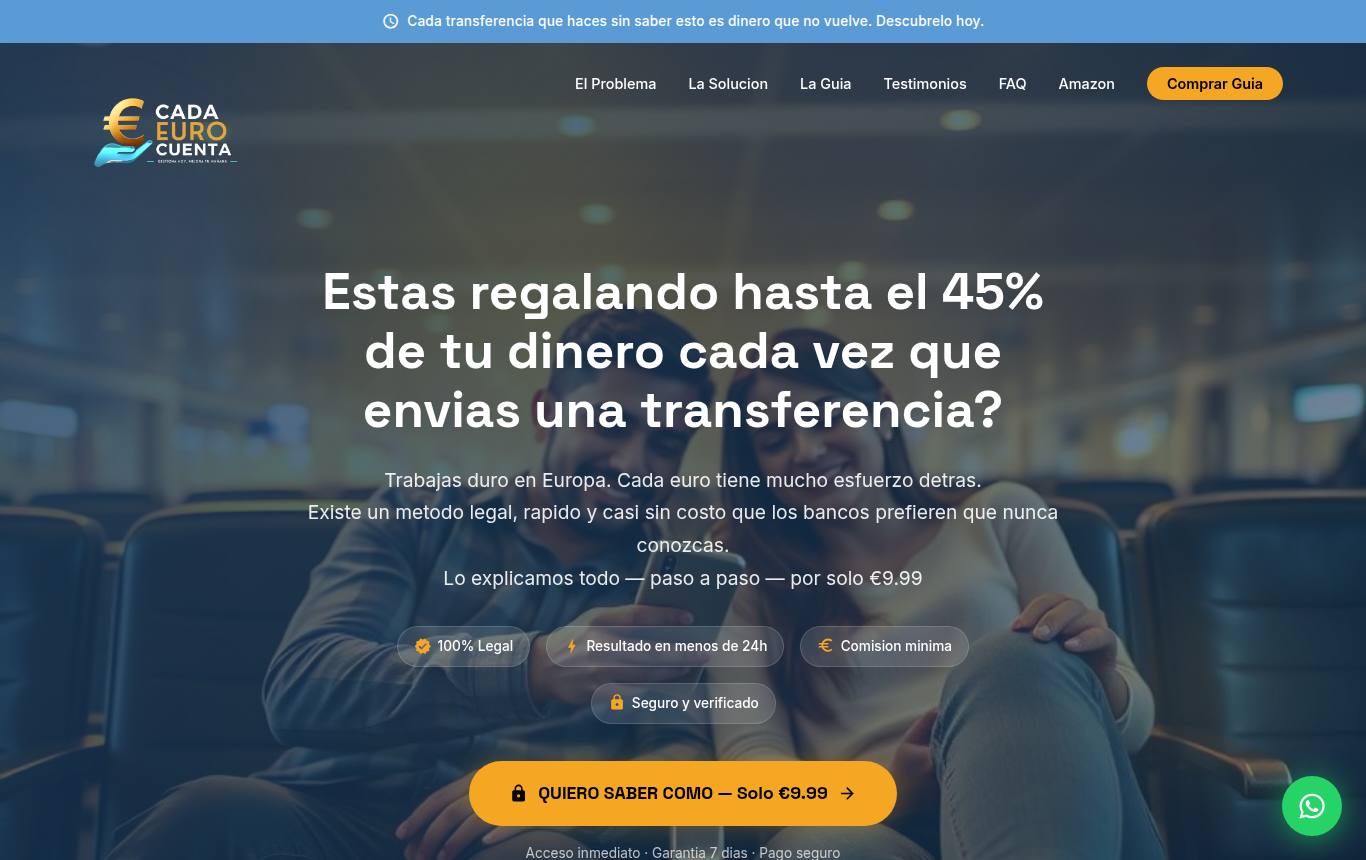 Captura del sitio de Cada Euro Cuenta