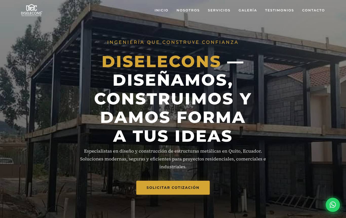 Captura del sitio de Diselecons