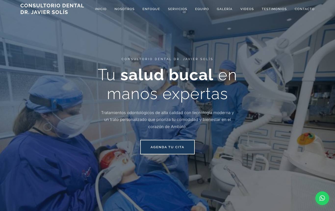 Captura del sitio de Consultorio Dental Dr. Javier Solís