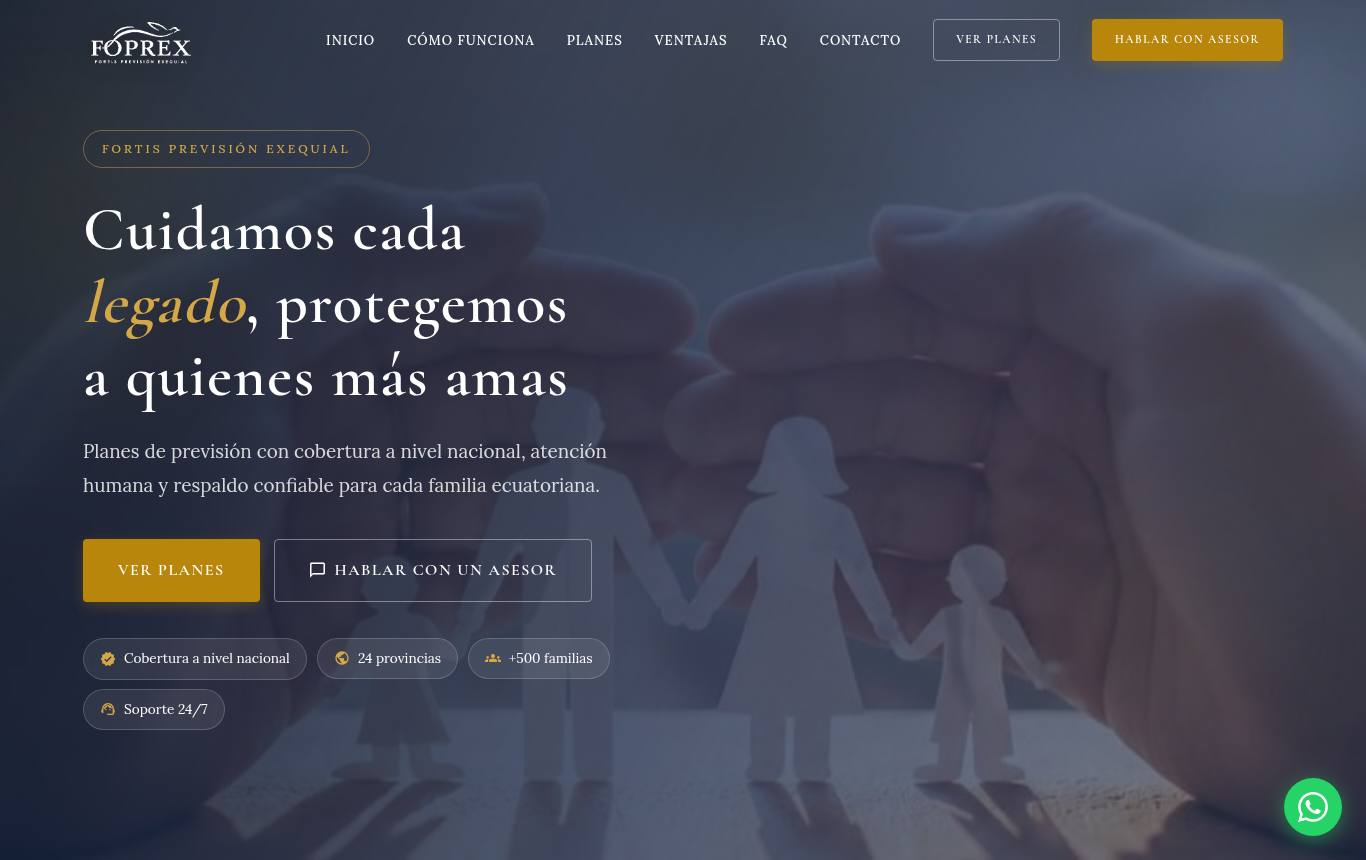 Captura del sitio de Foprex