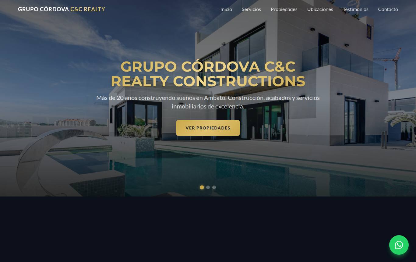 Captura del sitio de Grupo Córdova C&C Realty
