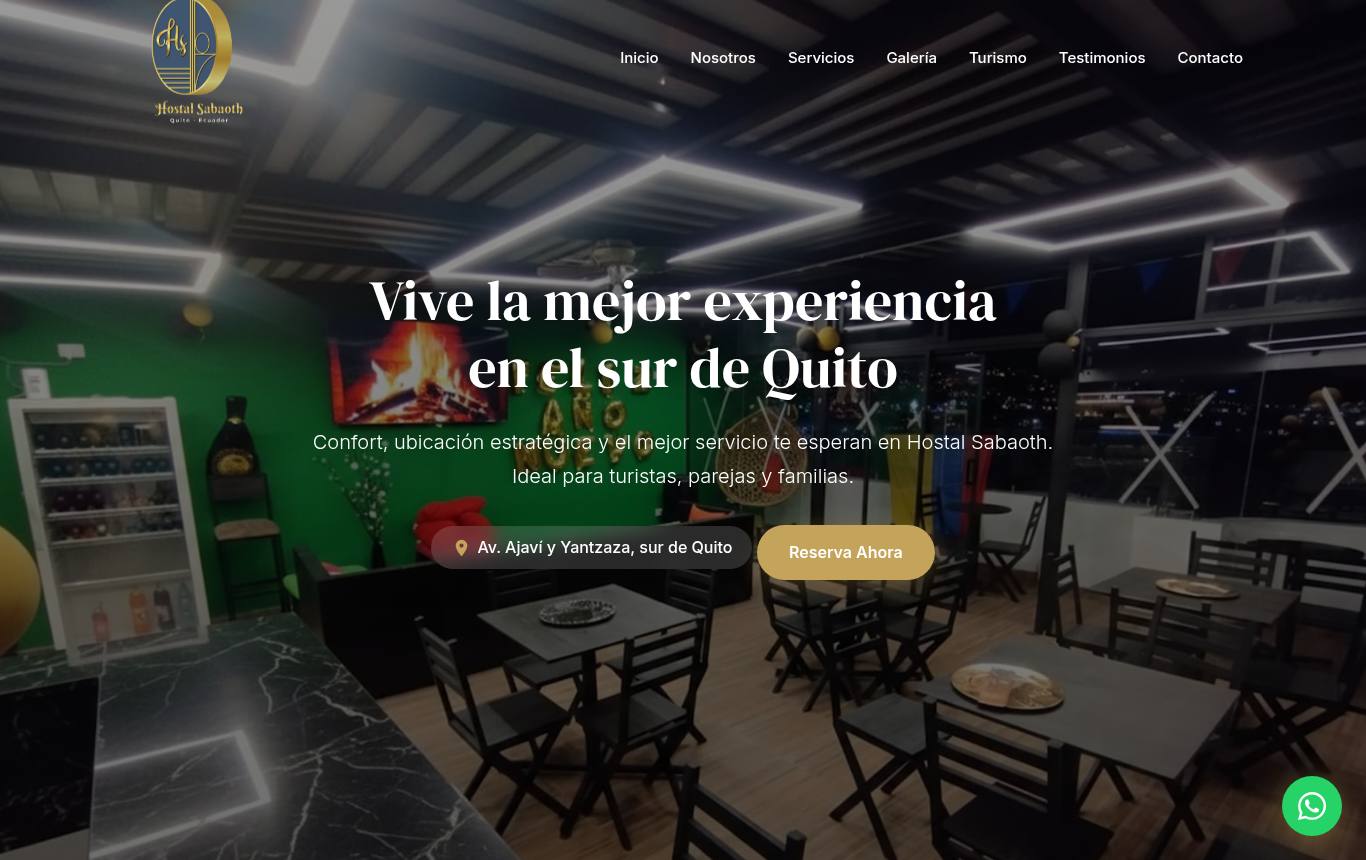 Captura del sitio de Hostal Sabaoth