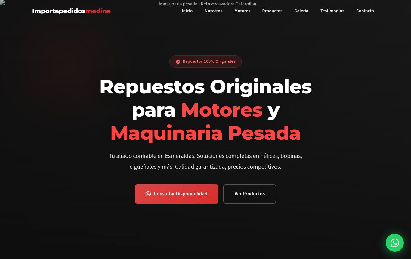 Captura del sitio de Importadora Medina