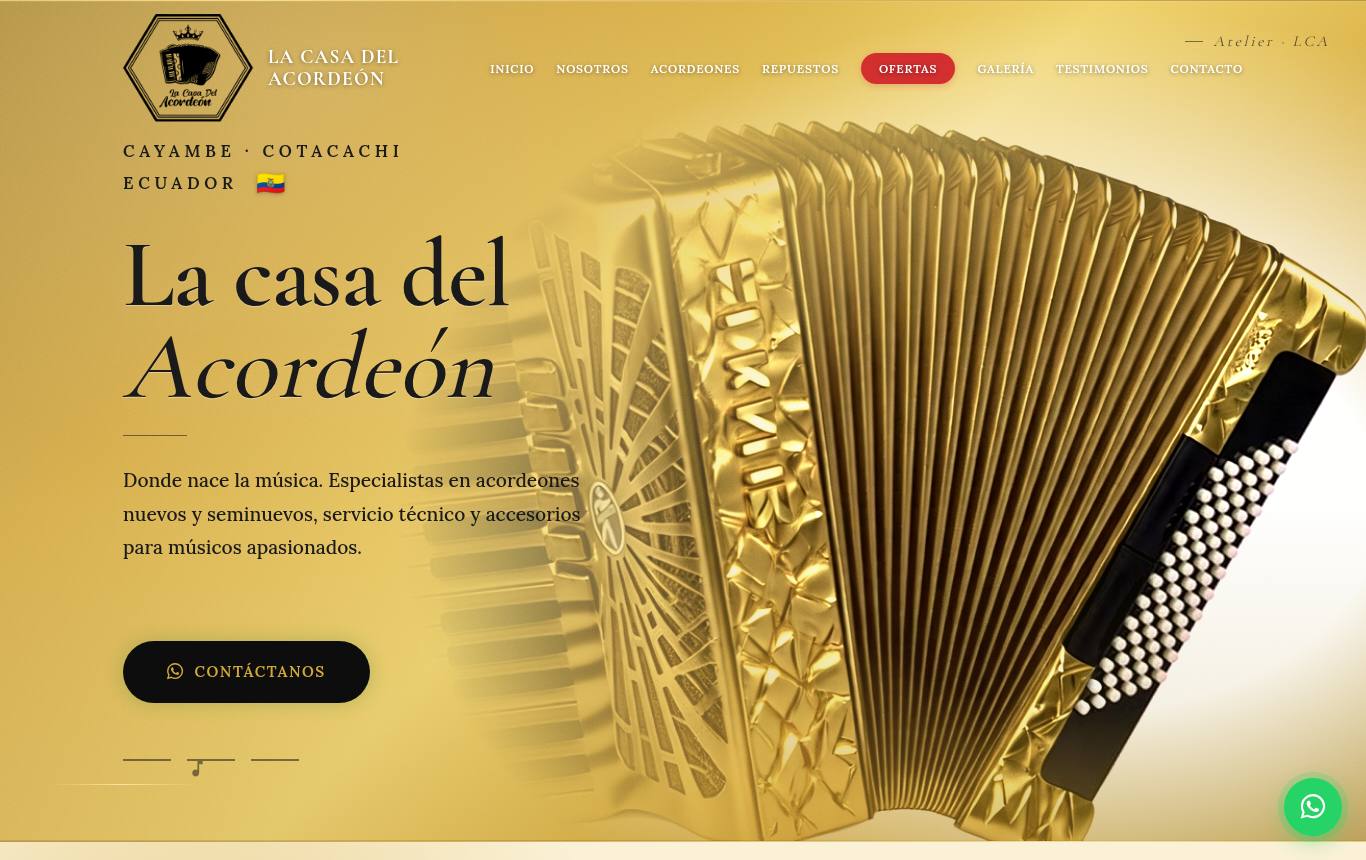 Captura del sitio de La Casa del Acordeón