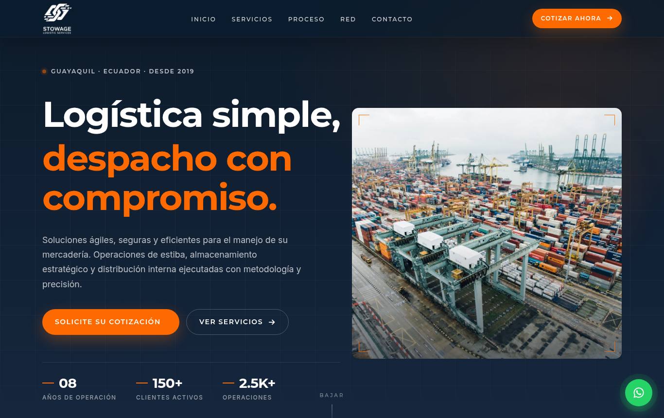 Captura del sitio de Stowage Logistic Services