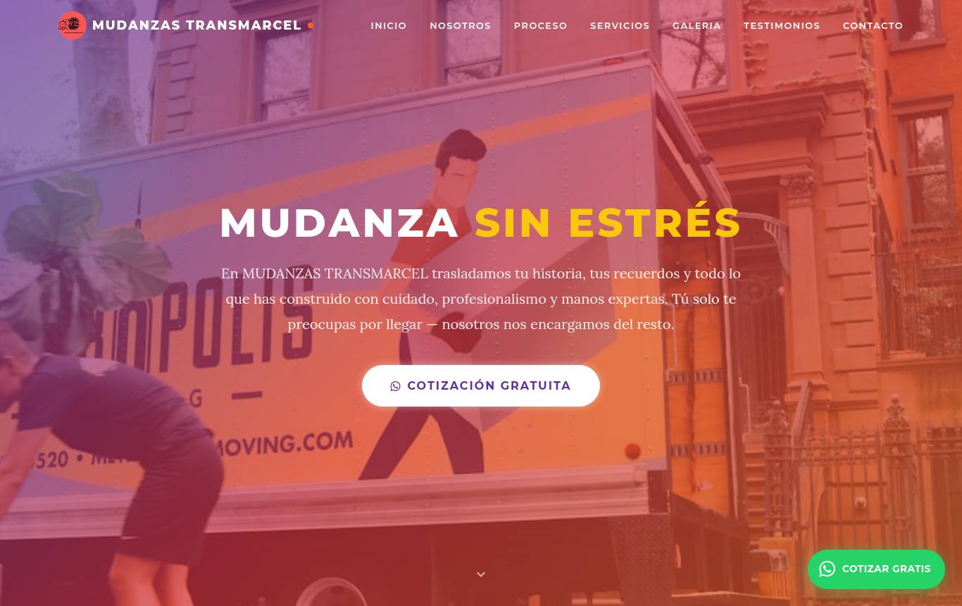 Captura del sitio de Mudanzas Transmarcel