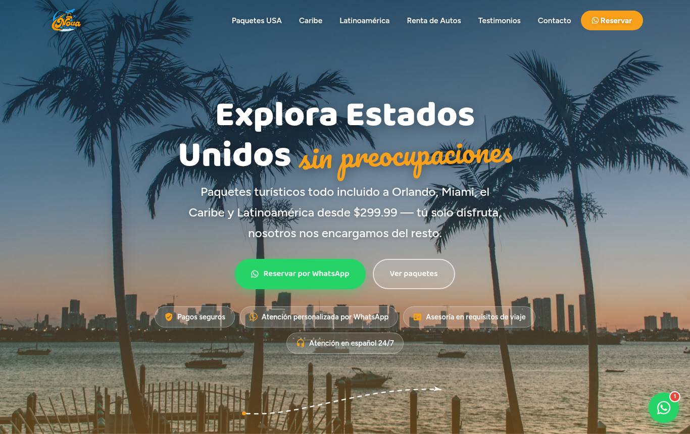 Captura del sitio de Nova Tour USA