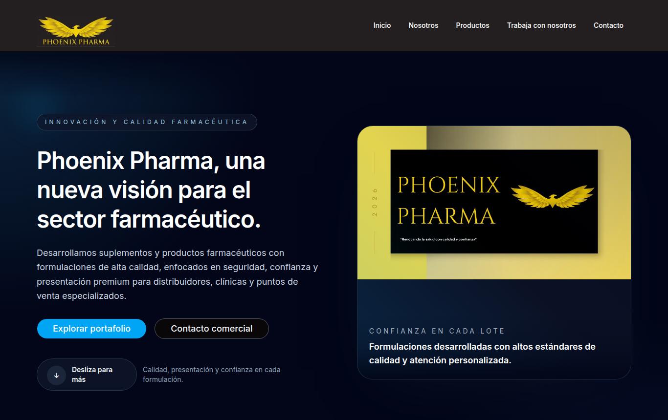 Captura del sitio de Phoenix Pharma