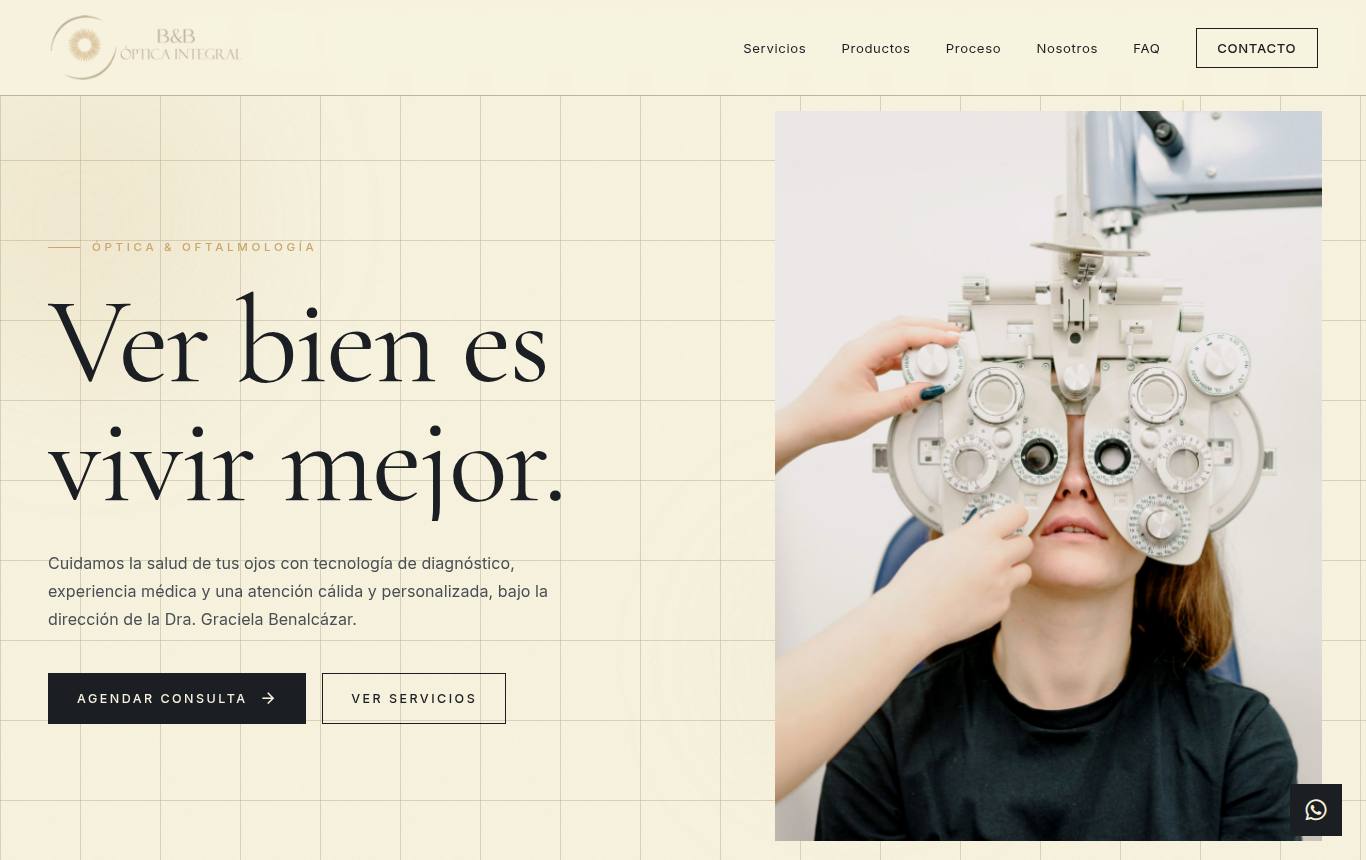 Captura del sitio de B&B Óptica Integral