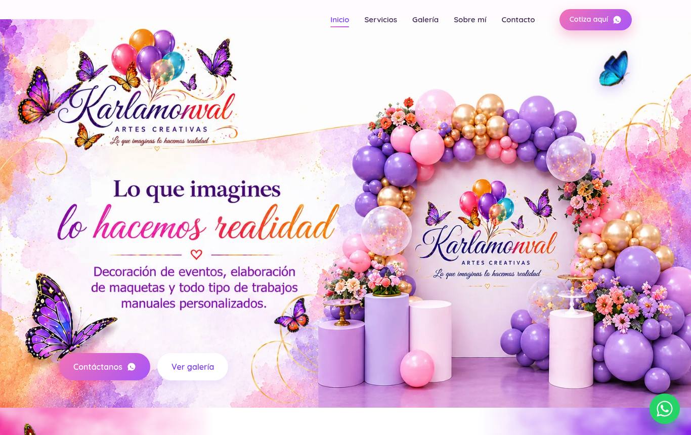 Captura del sitio de Karlamonval Artes Creativas