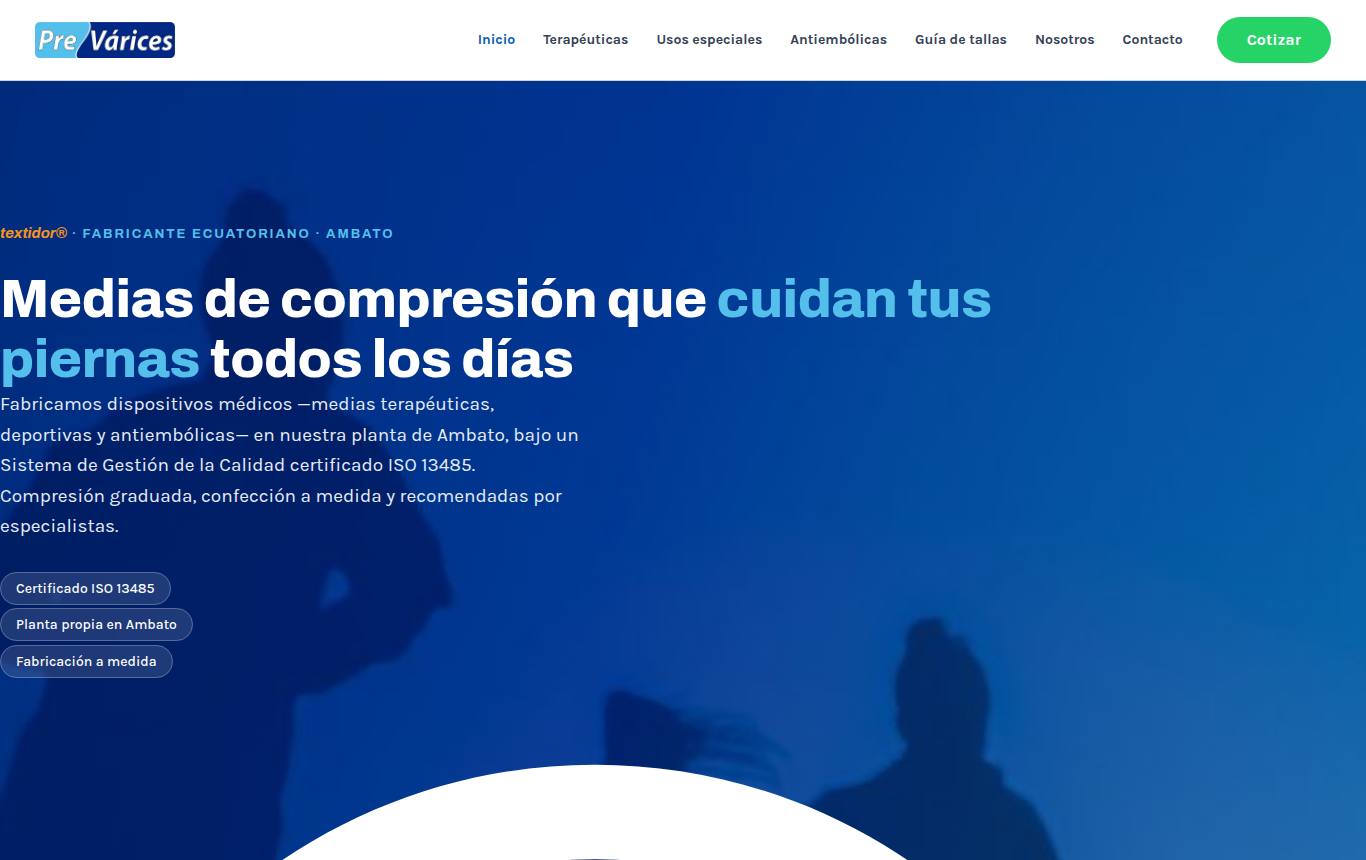 Captura del sitio de Textidor PreVárices