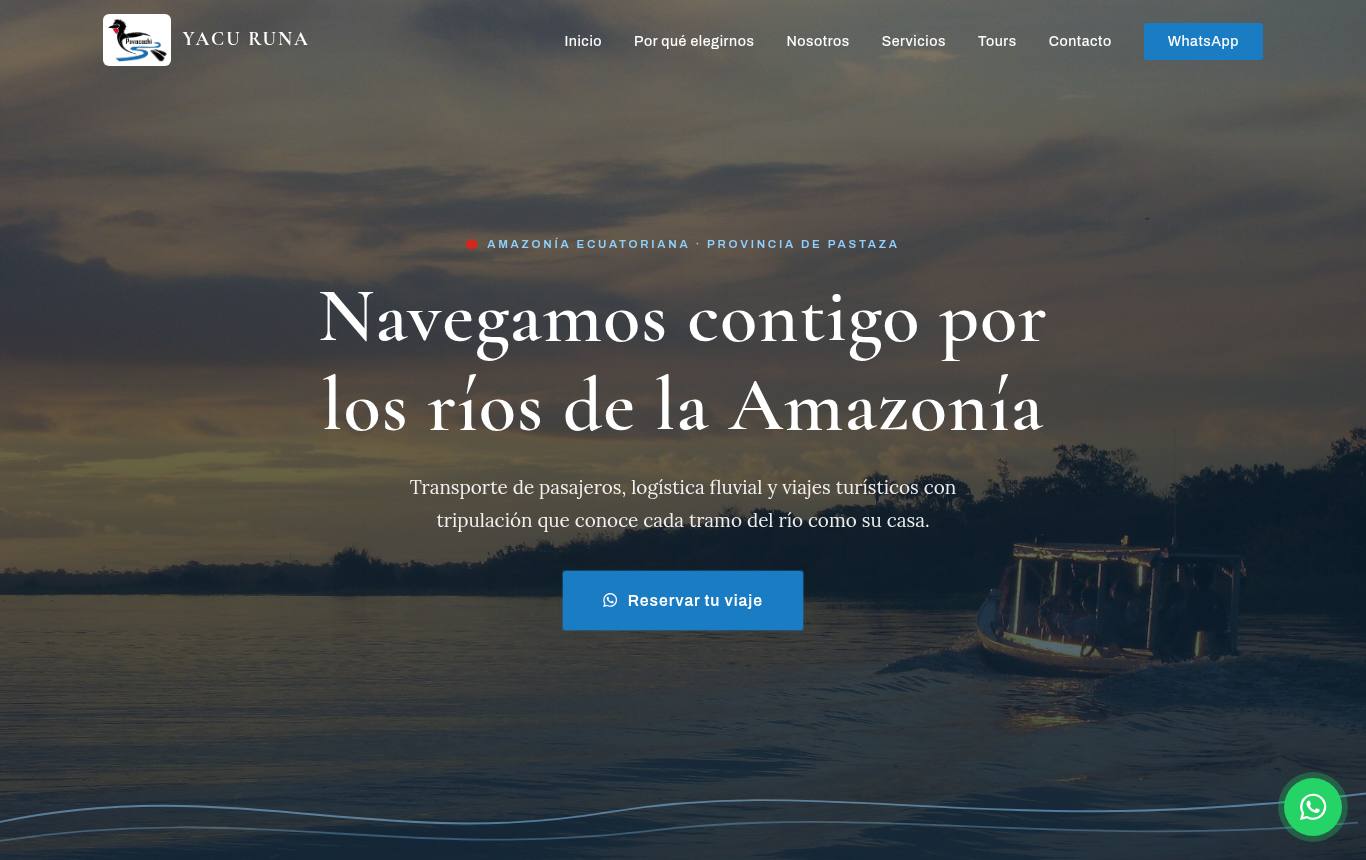 Captura del sitio de Servicios Transporte Fluvial Yacu Runa
