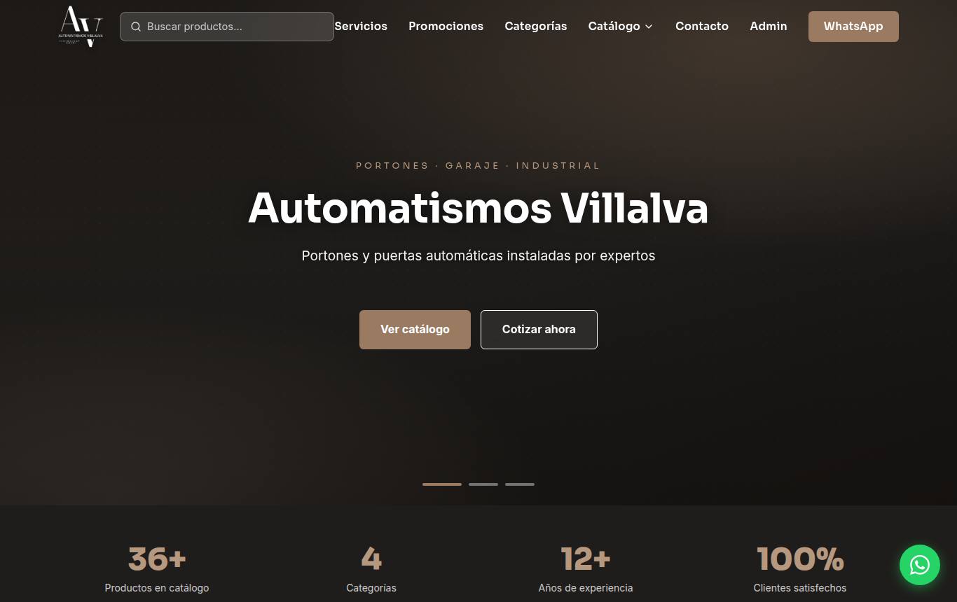 Captura del sitio de Automatismos Villalva