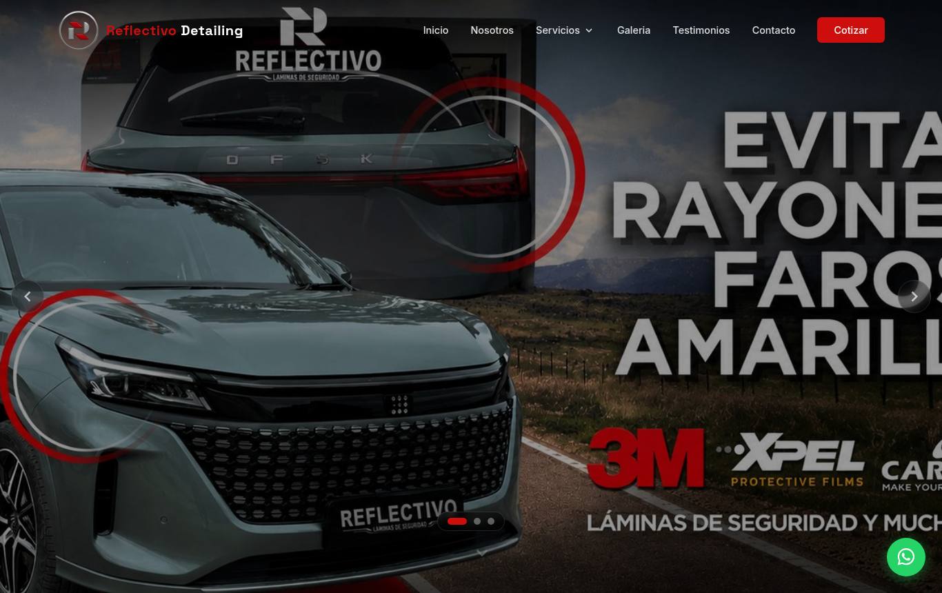 Captura del sitio de Reflectivo Car Detailing