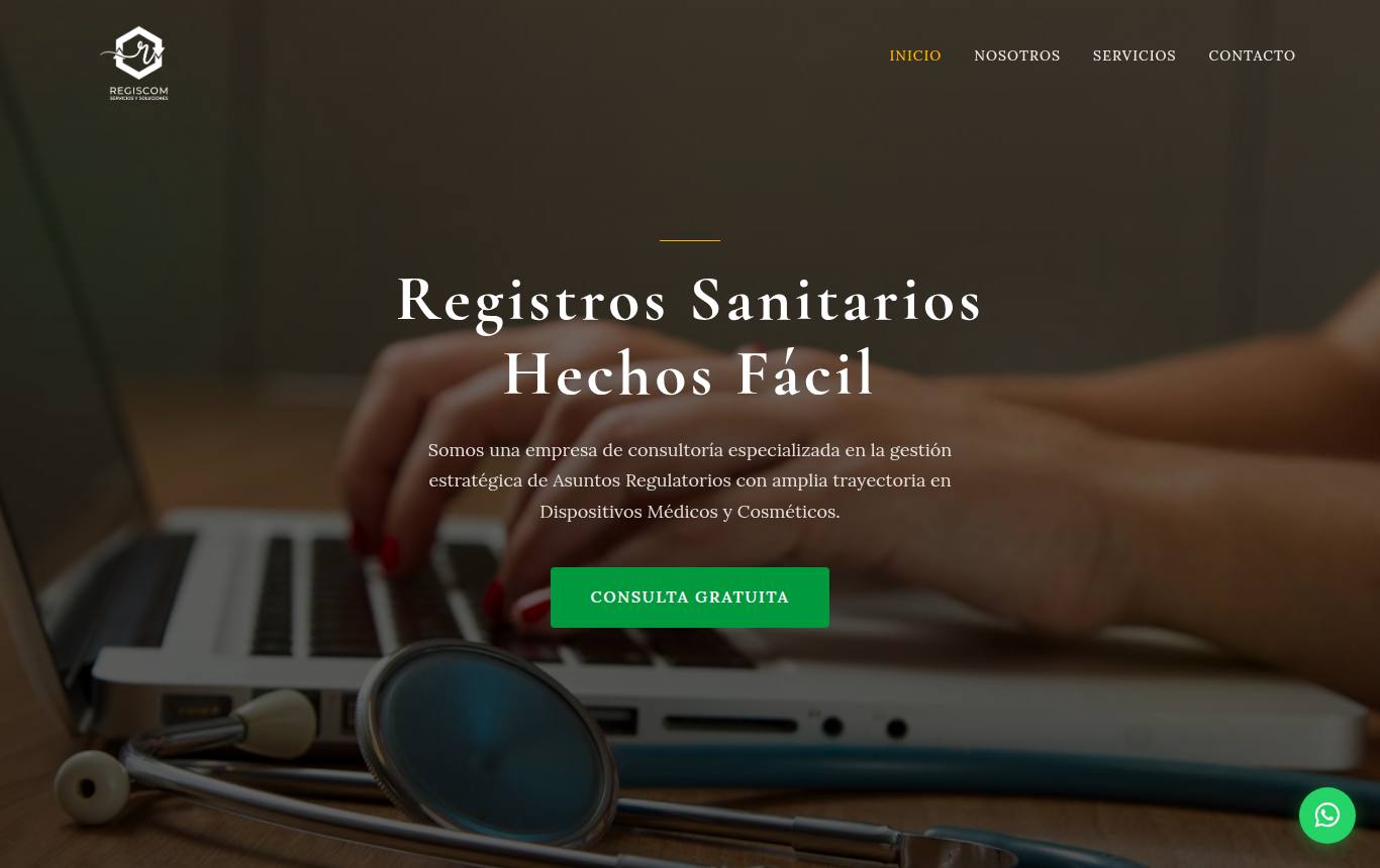 Captura del sitio de Regiscom