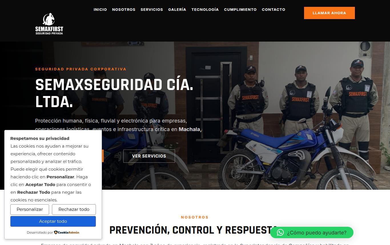 Captura del sitio de Semax Seguridad