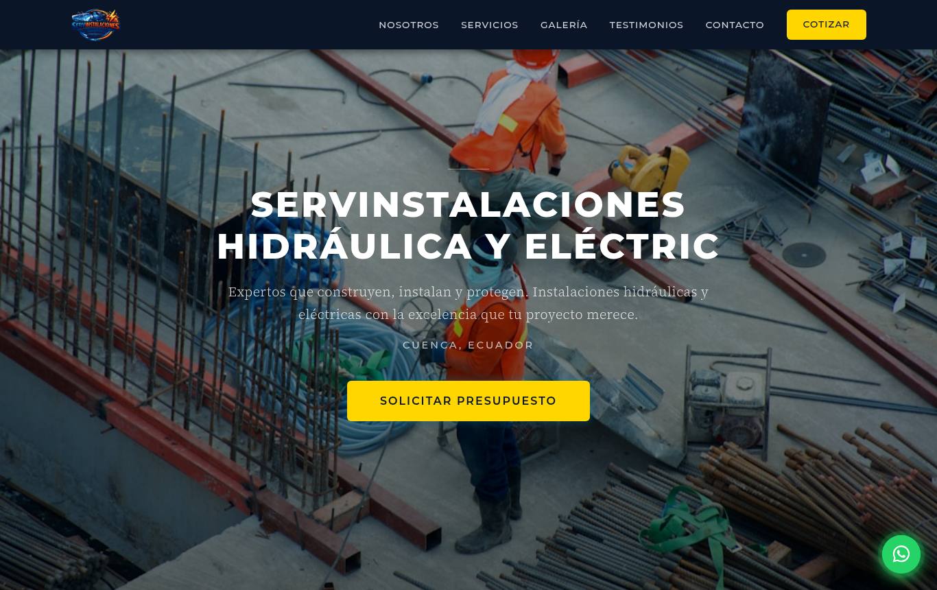 Captura del sitio de Servinstalaciones Hidráulica y Eléctrica