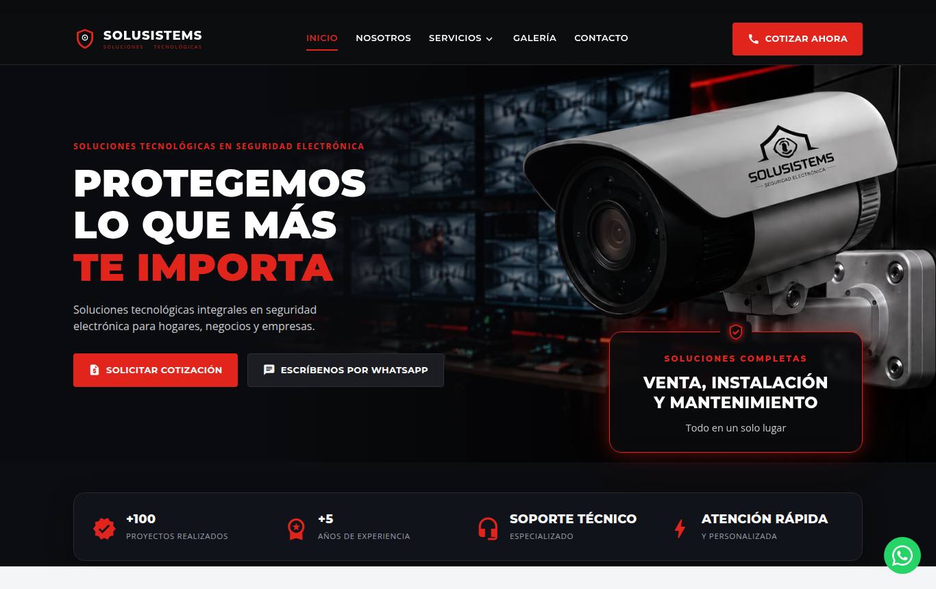 Captura del sitio de Solusistems