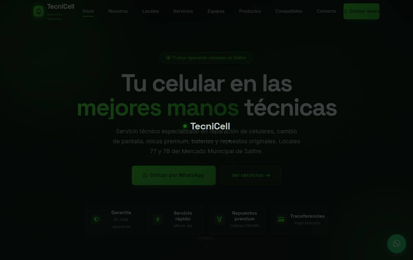 Captura del sitio de TecniCell