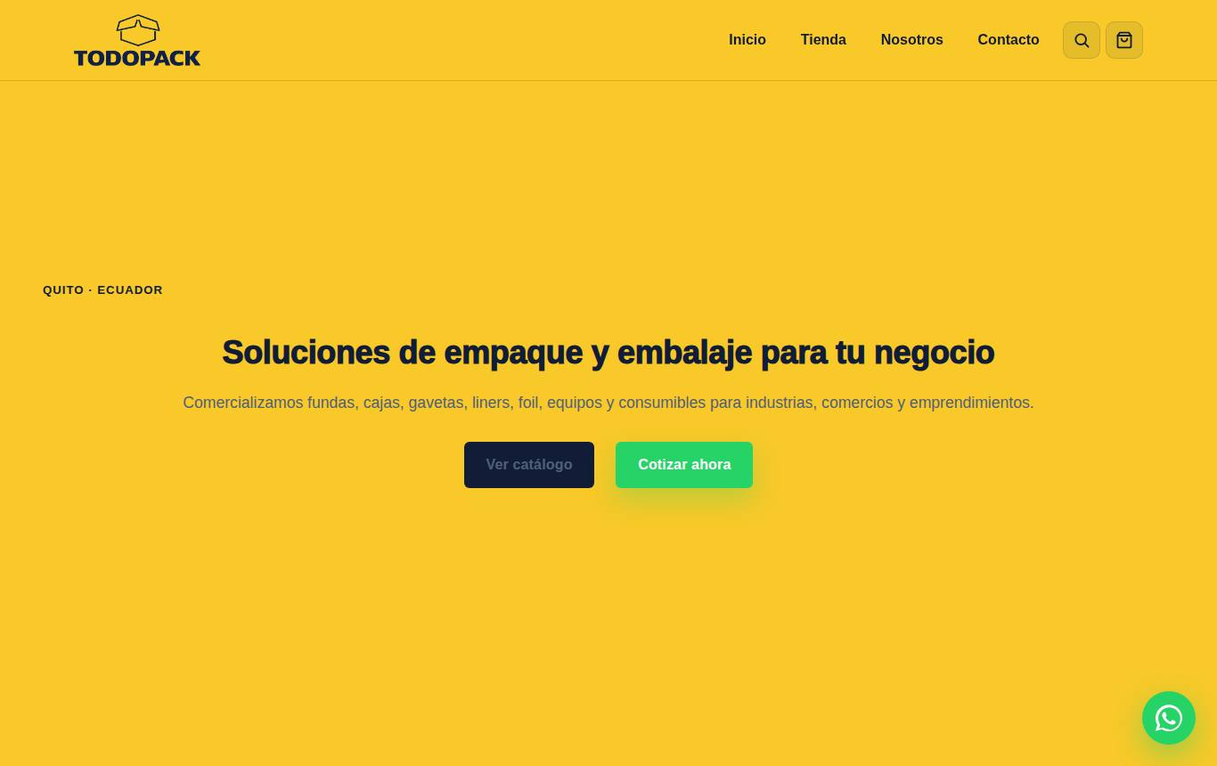 Captura del sitio de Todopack